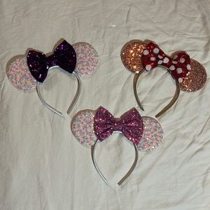 Lot of 3 Disney Mickey Minnie Ears (faux)